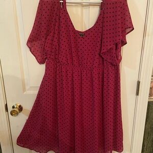 Torrid Burgundy Dress with Black Polka Dots